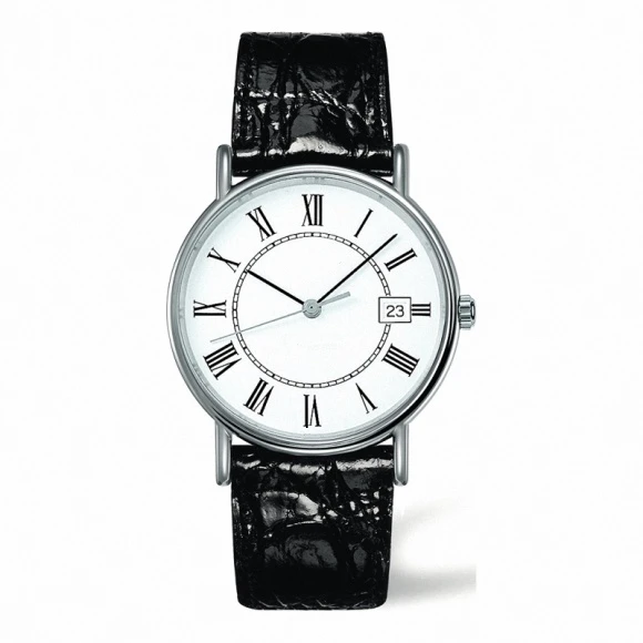 

mens watch Rose Li automatic mechanical Black Leather White Dial