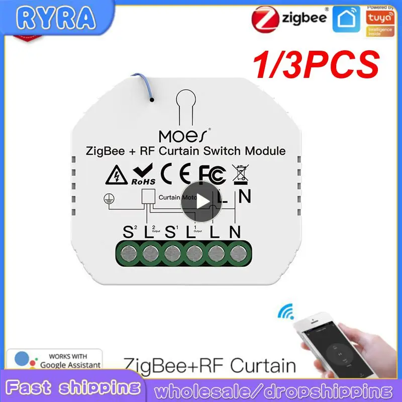 

1/3PCS Smart RF433 Switch Module for Motorized Roller Shutter Blinds Motor 2MQTT Smart Life APP Alexa