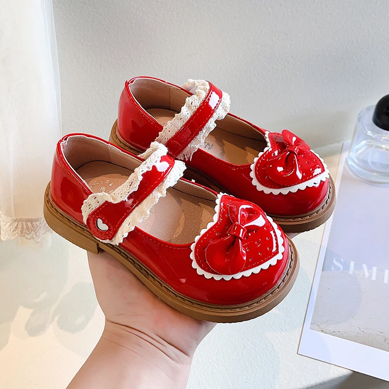Girl's Princess Shoes Kids Leather Shoes Sweet Cute Bow-knot Soft Comfortable Children Flats Casual Shoes Toddler Single Shoe