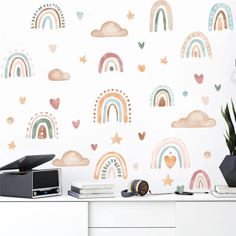 Красивые радужные наклейки на стену для детской комнаты спальни украшение дома