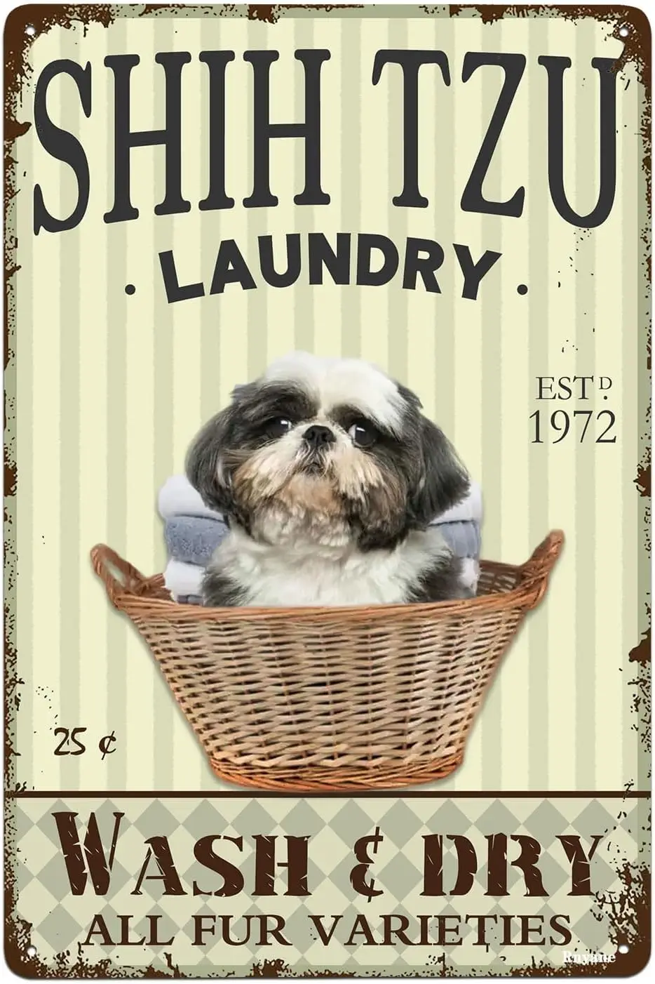 Lundry Room Tn Sgn Shh Tzu g Funny Metl Vntge Home Frmhoe Bhtroom Wll Decor Broom Sgns 8x12 nches