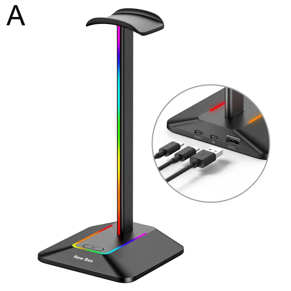Держатель для наушников RGB подставка с креплением на голову USB2.0 нескользящий
