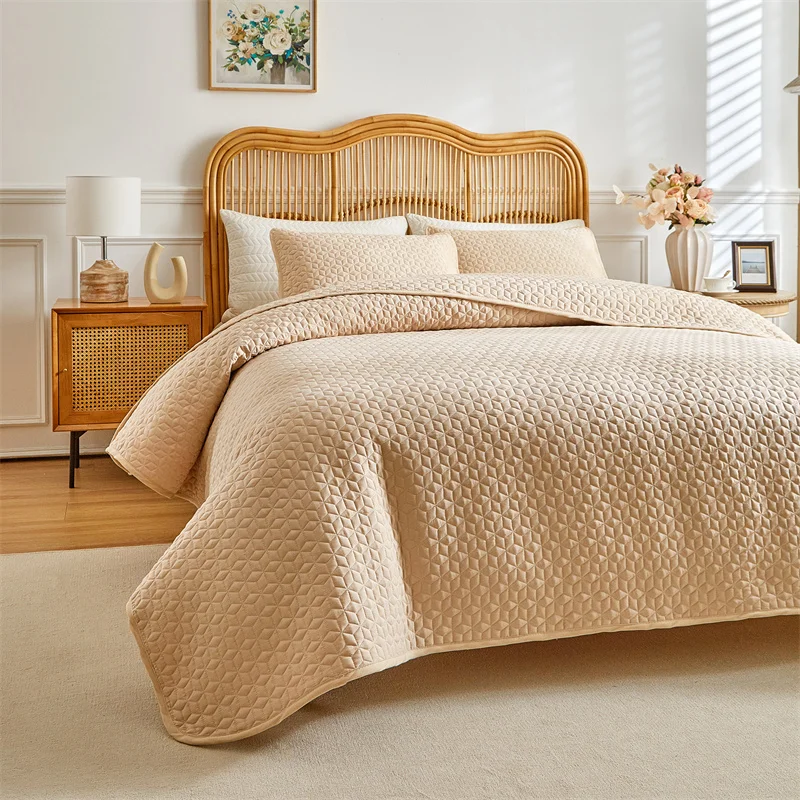 3 шт./комплект однотонное ультразвуковое стеганое покрывало