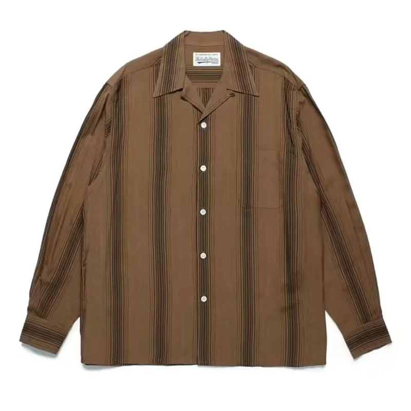 25SS Полосатая рубашка для мужчин и женщин повседневная модная свободная черная