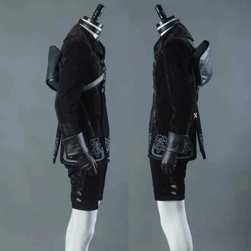 Фото NieR Automata YoRHa No.9 Type S Костюмы для косплея 9S Униформа Куртка + брюки + рюкзак + подтяжки + перчатки + галстук + чулки + HOv; 6,a №3