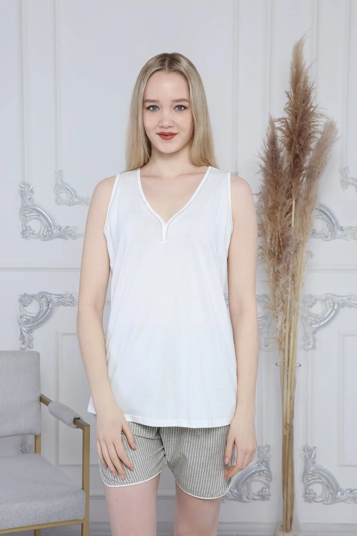 

Women's Pajamas Linen Sleep Lounge Pajamas Elastic Waist Nightwear Retro Sleepwear Night Suit Casual Home Clothing