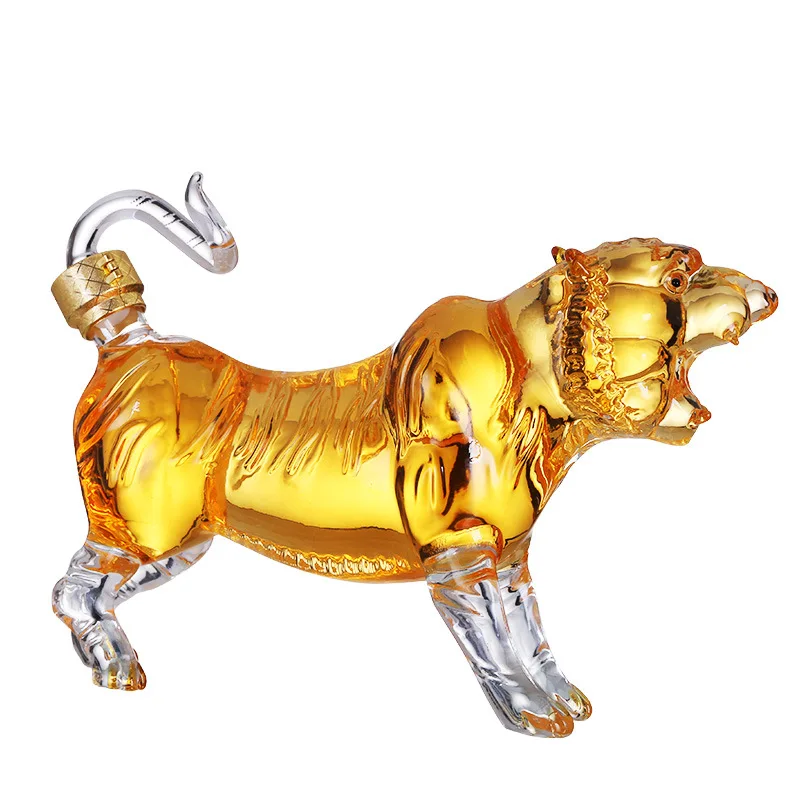 

Novelty animal tiger shaped design lead-free wine whiskey decanters home barware wine whiskey bottles