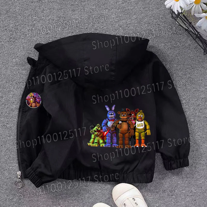 Фото Куртка с капюшоном Fnafs для мальчиков и девочек, пальто Five Nights Freddys, детская осенне-весенняя верхняя одежда, спортивная одежда с длинными рукавами, подарок на день рождения №4