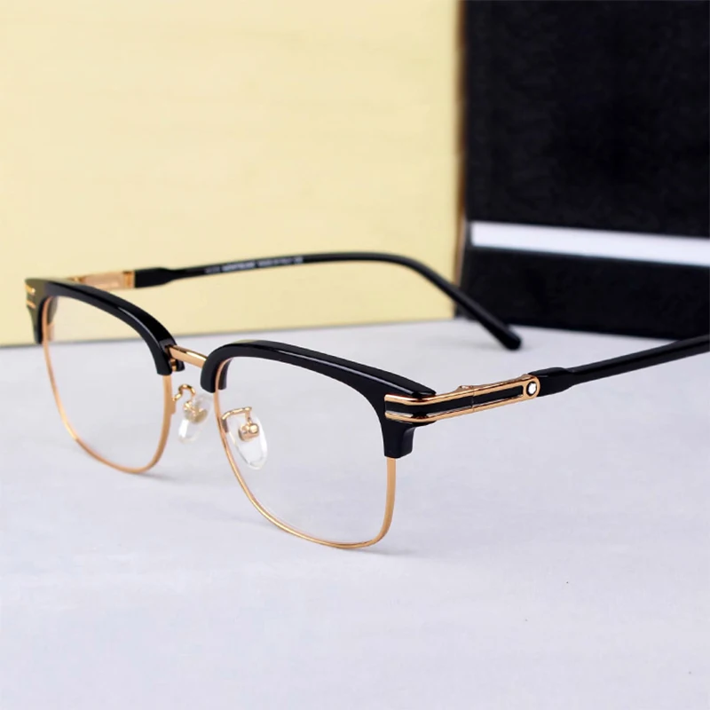

High Quality Brand Vinatge Half-rim Glasses Acetate Square Prescription Eyeglasses Frames Men Myopia Optical Glasses Frame MB669