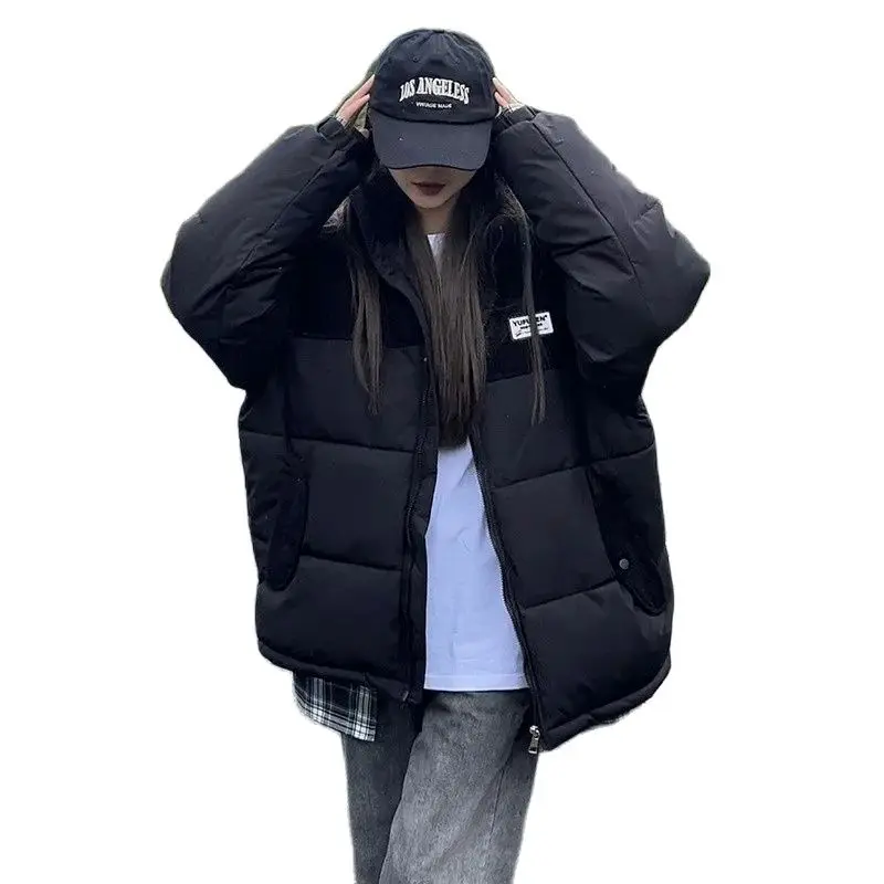 

Женская зимняя пуховая куртка 2024, новая парная хлопковая куртка с рукавом реглан и воротником-стойкой, толстое пальто, свободное универсальное пальто