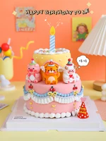 original cartoon dinosaur party hat small animal soft glue decoration boy girl birthday cake topper photo frame fiesta supplies