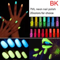 1pcs 20colors candy nail art luminous paint nail polish neon nail lacquer luminous fluorescent nail polish glow in the dark