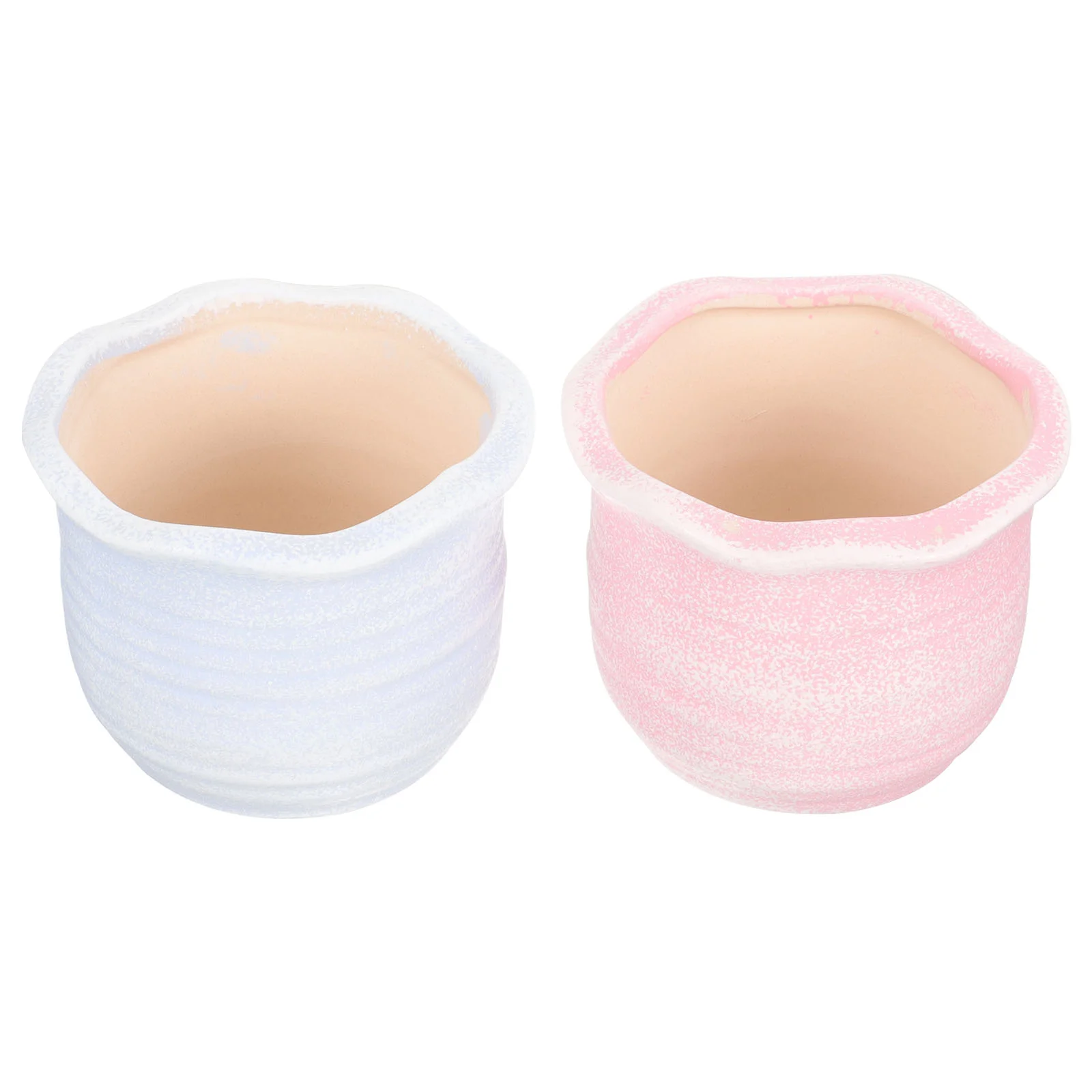 

2 Pcs Succulent Ceramic Flower Pot Small Cactus Pots Ceramics Home Decor Funny Mini Planter Succulents Household Plants