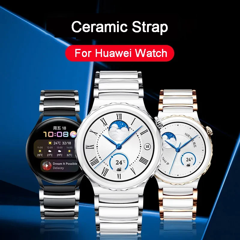20mm 22mm Ceramic Strap For Huawei Watch GT 3 Pro,White Ceramic Watchband For Huawei Watch GT3 GT 2 Pro GT2e GT Runner Wristband