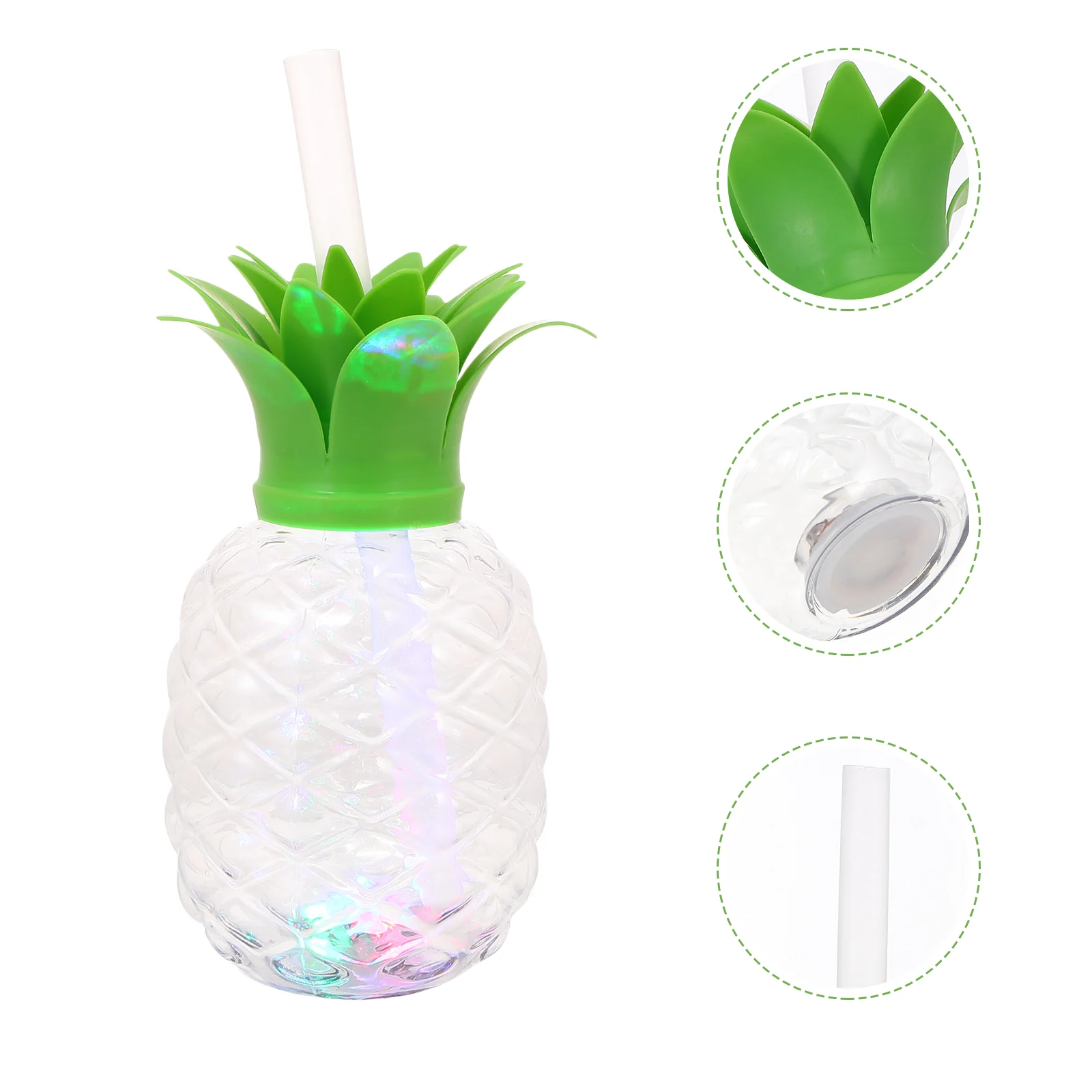 

Cups Pineapple Cup Party Light Tumblerbottles Led Hawaiian Drinkstraw Drinking Luaubeveragetropical Luminous Bottlebeach Fruit