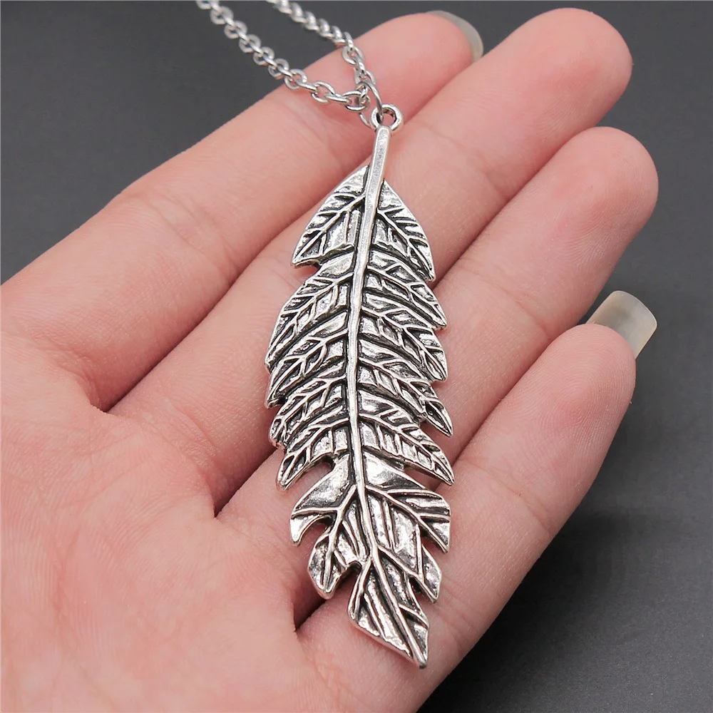 

Цепочка с подвеской в виде листьев для мужчин и женщин, ожерелье с кулоном в виде крупных листьев, длинная цепь, ювелирные аксессуары, 2 цвета...