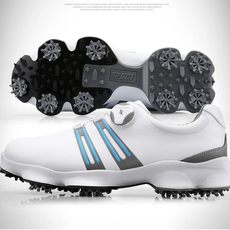 PGM Golf Shoes Men's Waterproof Sports Shoes Spikes Anti-skid Sport Sneaker Male Knobs Buckle Golf Shoes XZ102