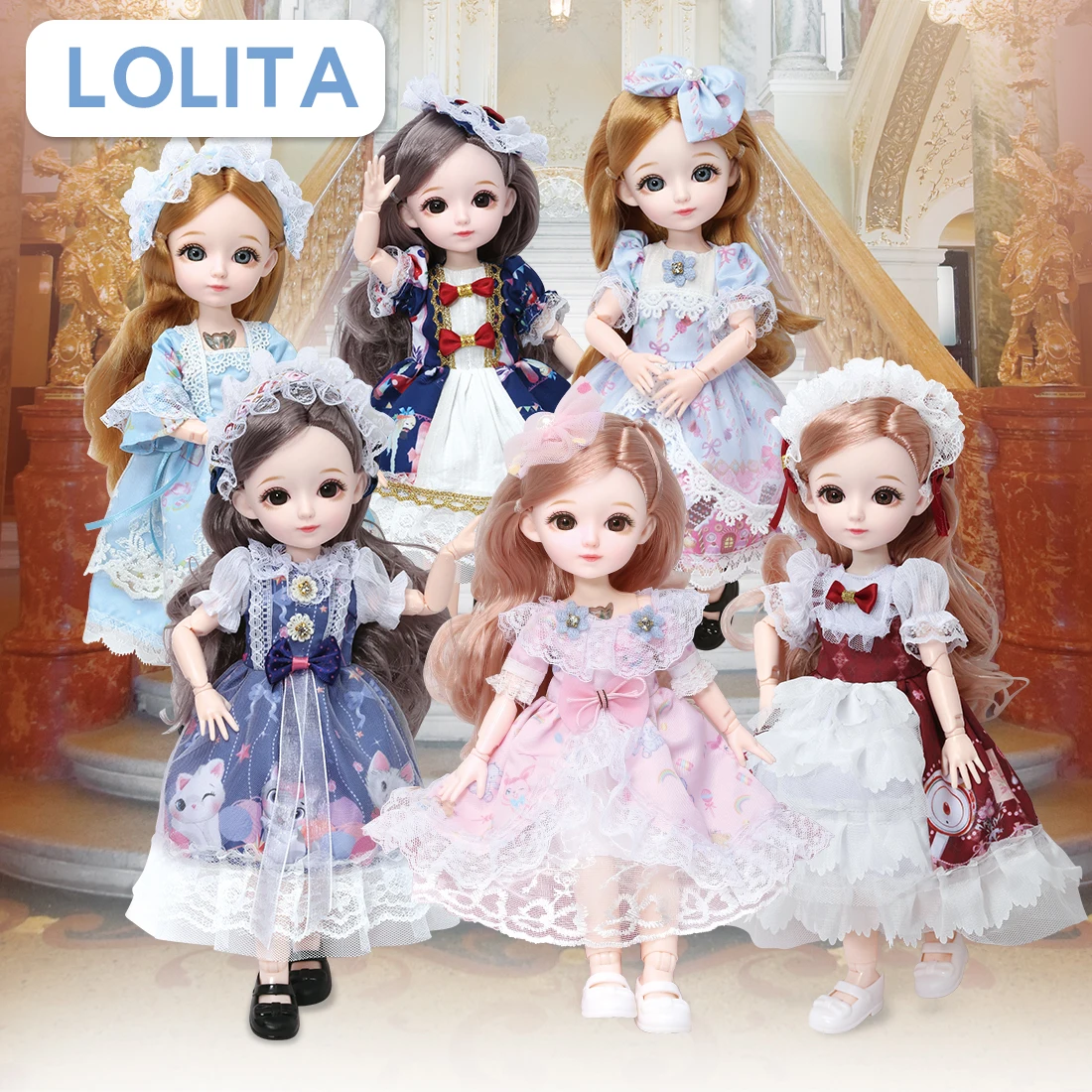 

1/6 12 Inch 31cm Bjd Doll 23 Joints Lolita Clothes Big Eyes Plastic Doll Educational Toys Girl Children Christmas Birthday Gift