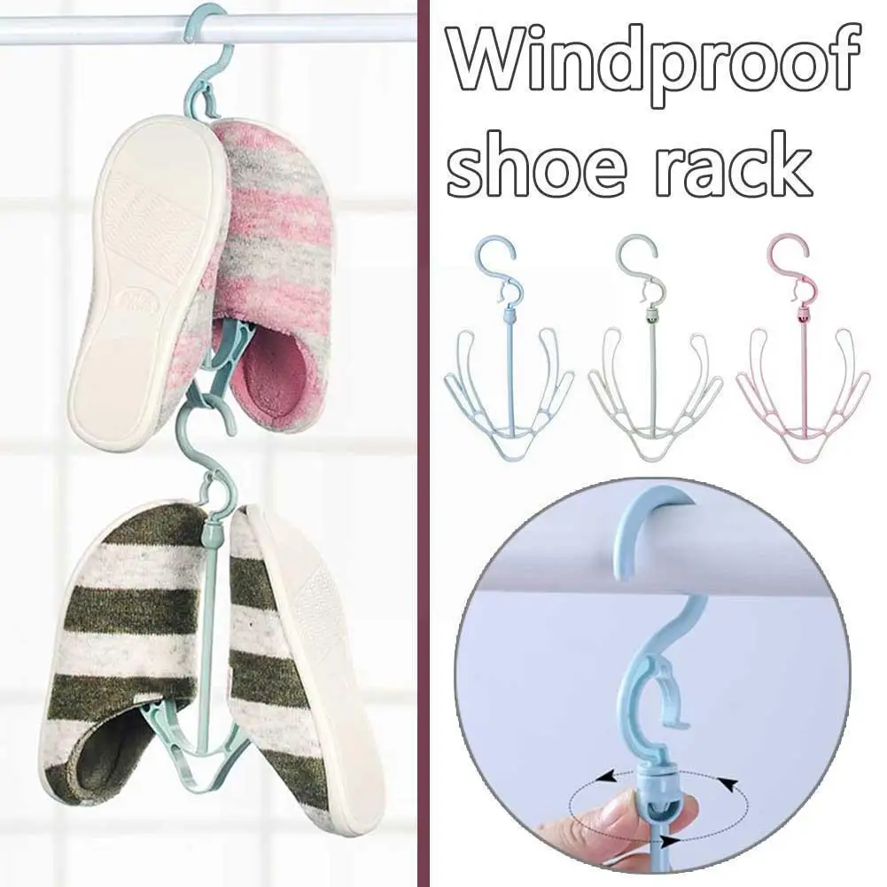 

Multifunctional Shoe Rack Rotatable Balcony Shoe Rack Windproof Rack Outdoor Shoe Hook Drying Double Rack Rack Storage M2j8