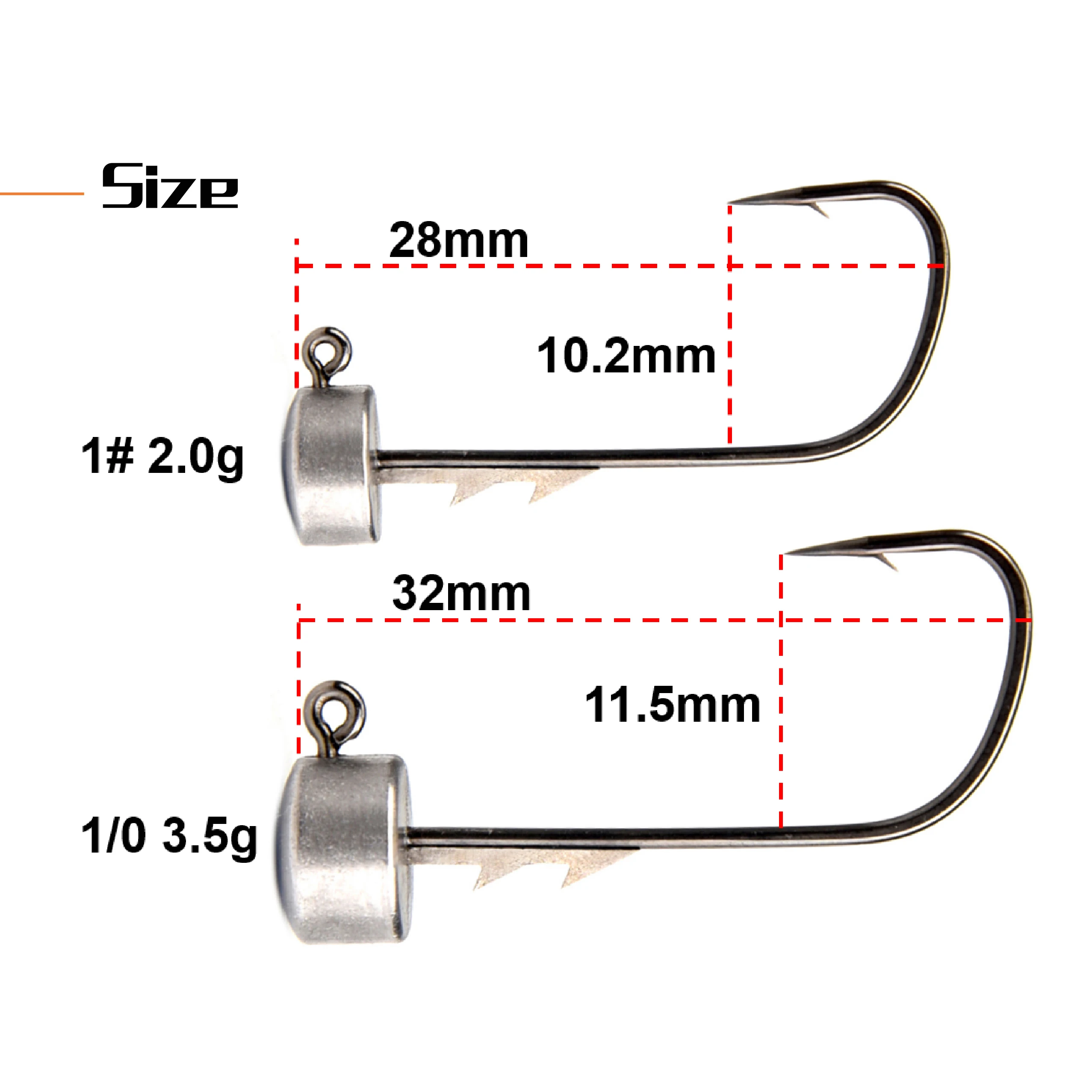 Фото Cast&Catch 10 шт. 1/0 Double Barb Ned Jig Worm приманки окунь пресноводные рыболовные снасти 2,7 г 3,5 г 4,8 г рыболовные снасти №3