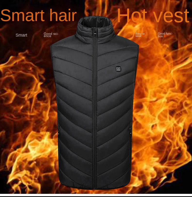 

17PCS Heated Jacket Fashion Men Women Coat Intelligent USB Electric Heating Thermal Warm Clothes Winter Heated Vest Men's Jacket