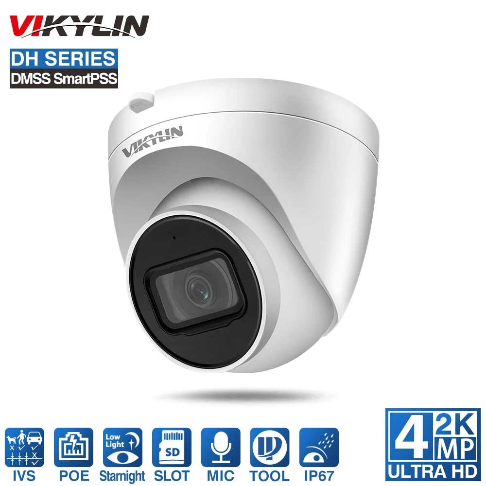 

IP-камера видеонаблюдения VIKYLIN, 4 МП, 2K, PoE, потолочный светильник для глазного яблока, 30 м, IR H.265, слот для SD-карты, микрофон, IVS, вторжение, Tripwire IP67 IPC OEM