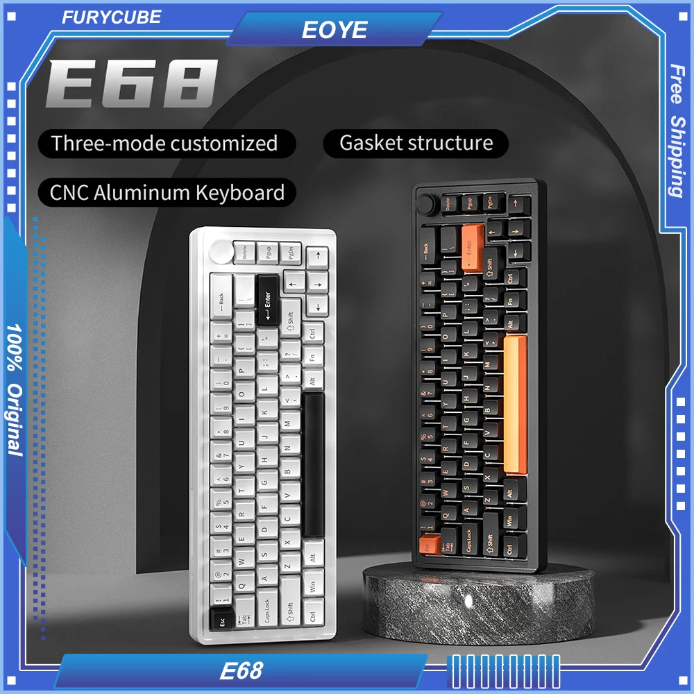 Механическая клавиатура FURYCUBE E68 раскладка 3 режима беспроводная связь BT/2