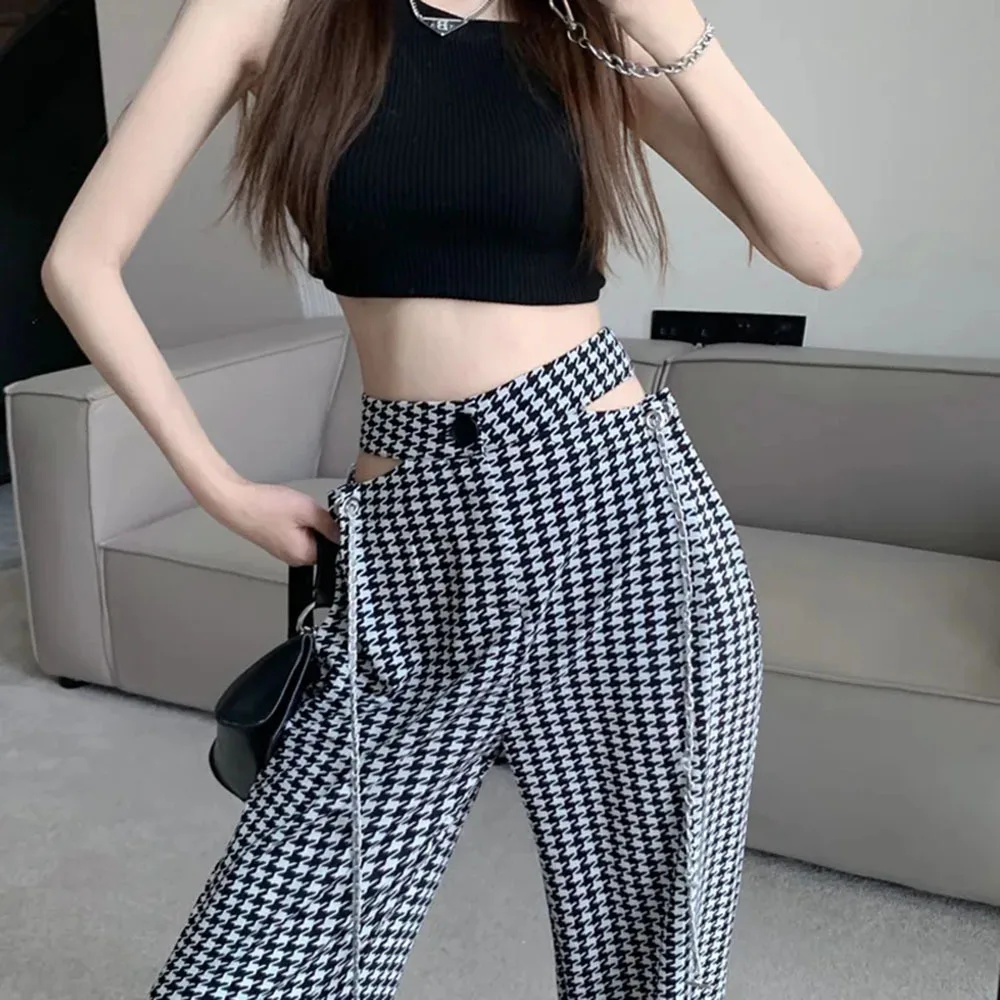 

Casual Wide Leg Pants Women Baggy Summer Aesthetic Trousers Mopping Pantalones De Mujer Korean Style Hollow High Waist Pants