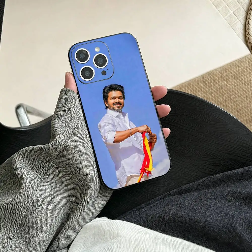 Фото Чехол для телефона Thalapathy Vijay India для iPhone 17, 16, 15, 14, 13, 12, 11 Plus, Pro Max и других моделей, мягкий черный чехол №4