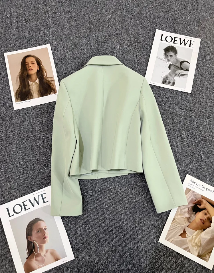 Blazer for Women Jacket Autumn 2023 New Fashion Korean Solid Color Cropped Blazer Women Jacket