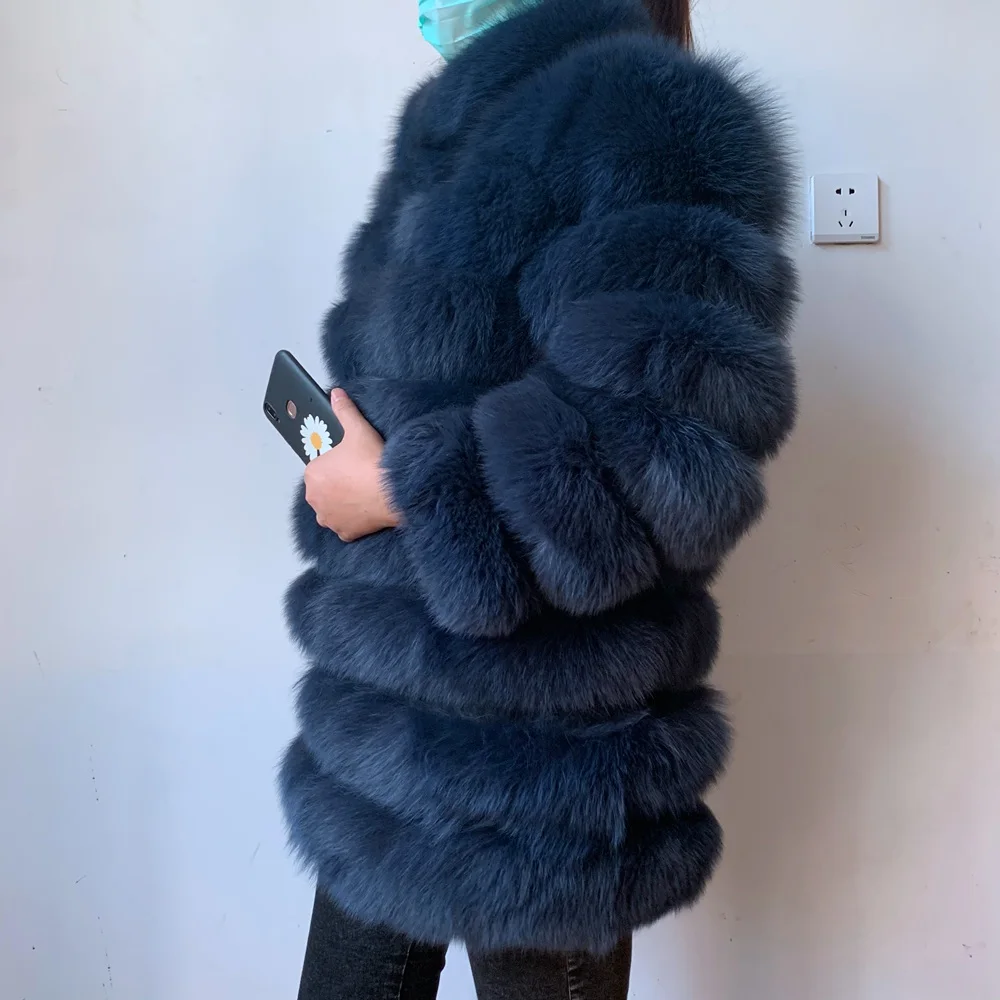 70CM NEW style 4in1 real fur coats Women Natural Real Fur Jackets Vest Winter Outerwear Women fox fur coat high quality fur
