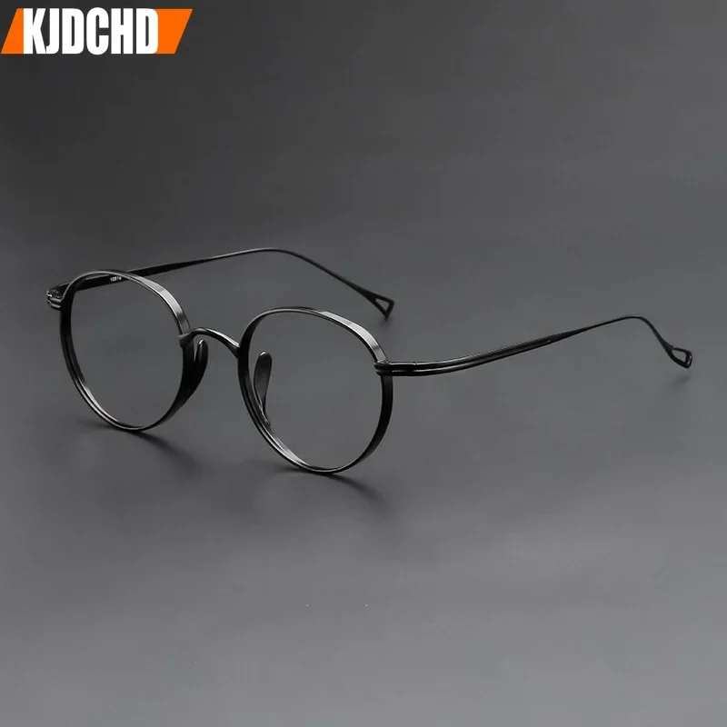 Оправа для очков из чистого титана мужские круглые овальные очки в стиле ретро