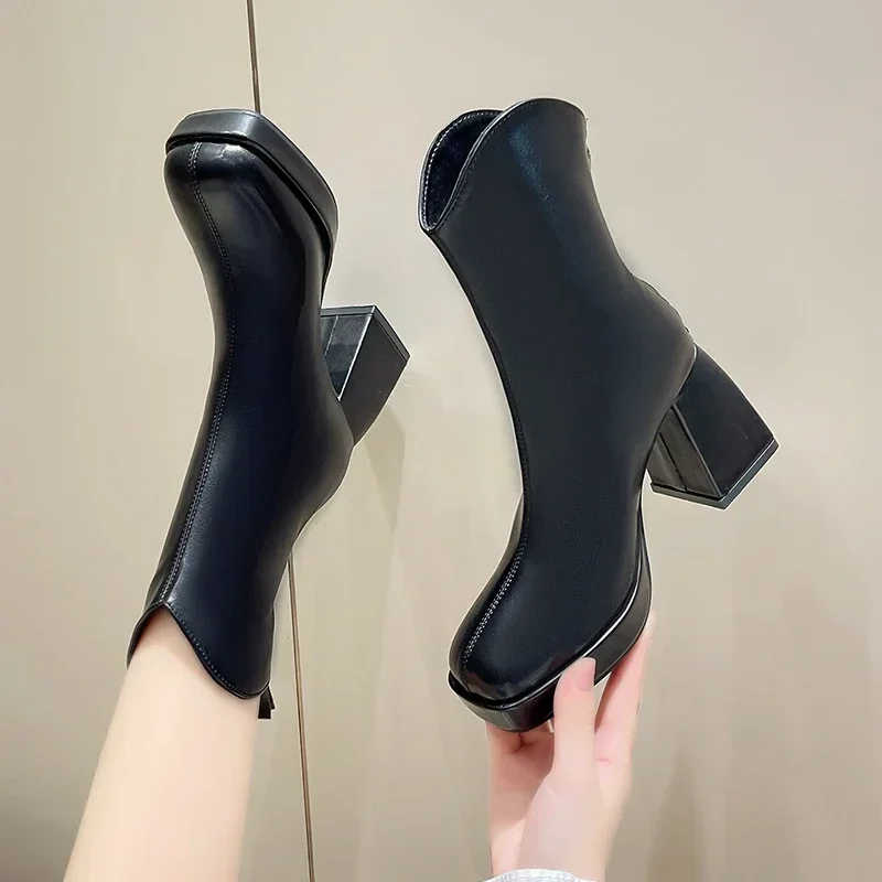 Водонепроницаемые короткие ботинки высокого качества на высоком каблуке и