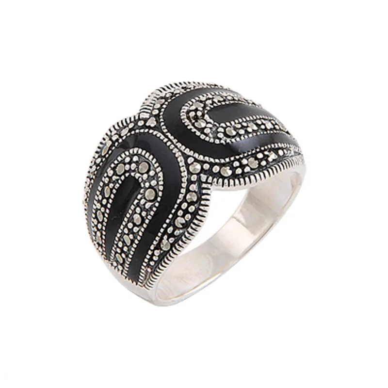

Silver 925 Sterling Cabochons & Marcasite Ring