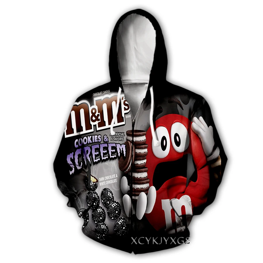 

phechion New Men/Women's Food m&m 3D Print Casual Zipper Hoodies Coat Hip Hop Tops Sports Zip Hoodeds B41
