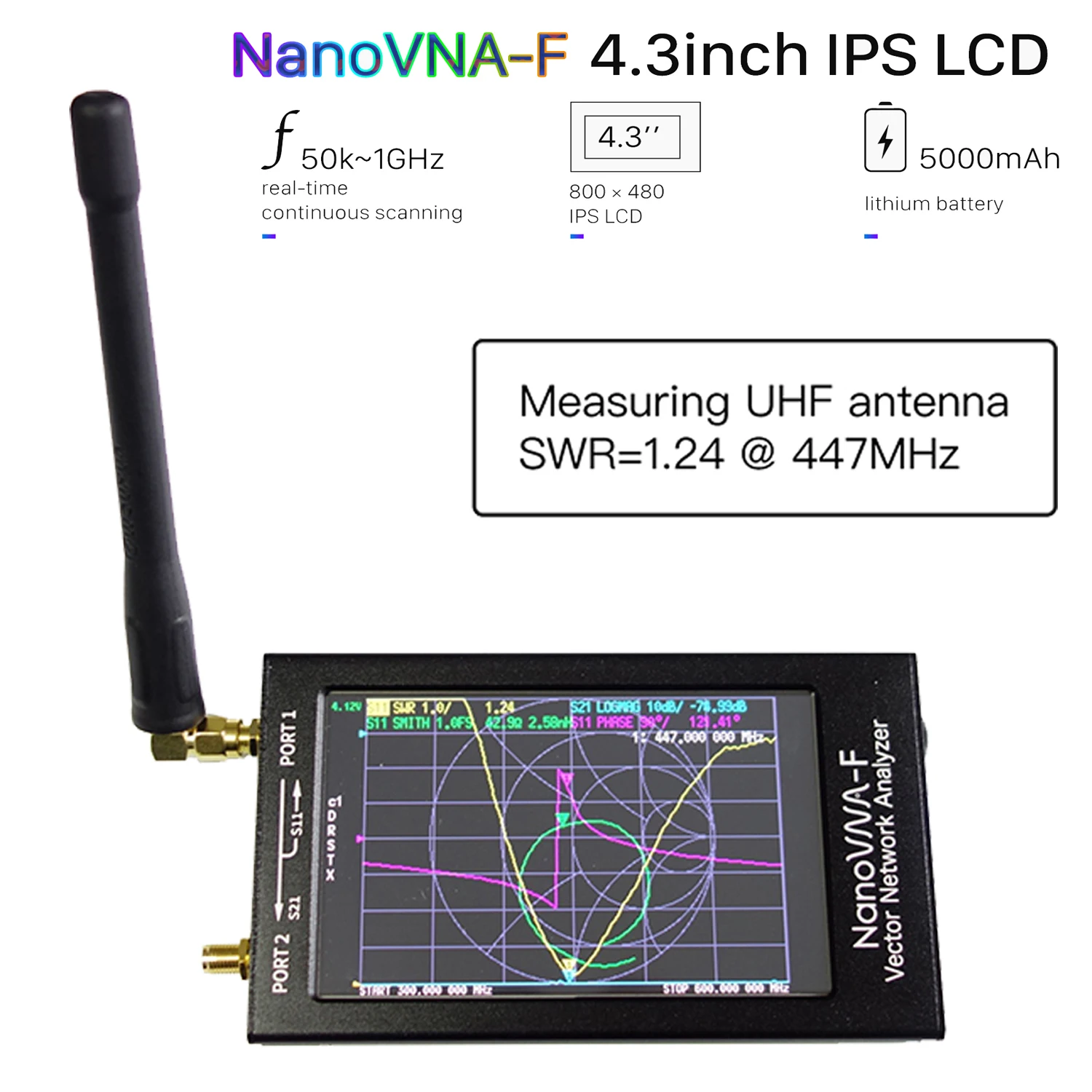 

Измеритель VHF/UHF, NanoVNA-F VNA SWR, 1,5 ГГц