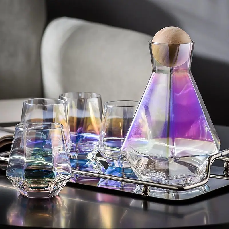 

1400 Hexagonal Geometry Red Wine Pourer Glass Decanter Brandy Decant Jug Bar Champagne Water Bottle Drinking Glasses Gifts