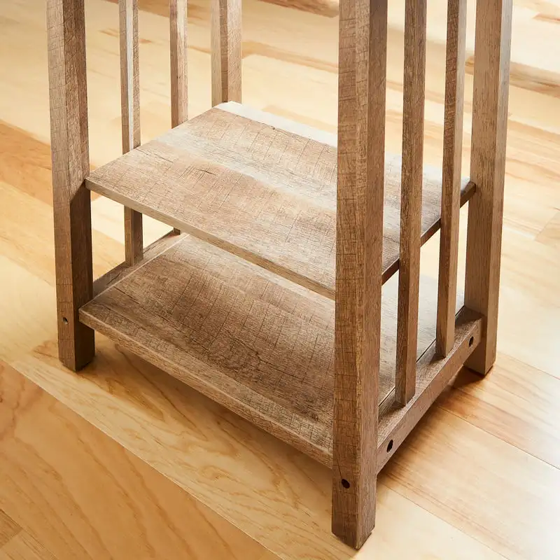 

Table Floor Lamp with Magazine Rack, Light Brown Finish
