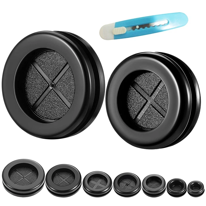 

Round Rubber Plug Hole Grommet Kit,Double Sid Electrical Firewall Gasket Kit With Retractable Knife For Cable Hole Plug