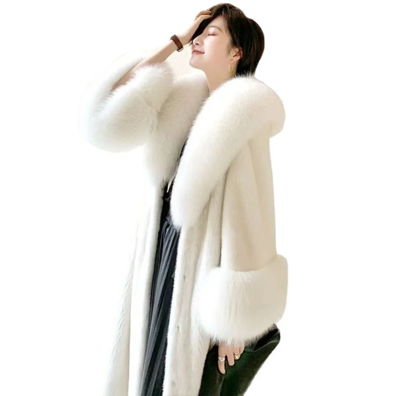 Imitation Mink Coat Autumn and Winter New Korean Style Temperament Trend Fashion Long Fur Coat Women's Multi Size