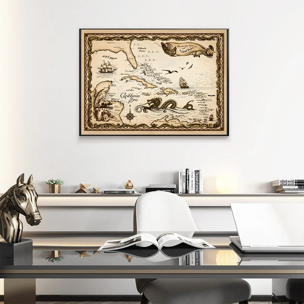 Винтажная карта Карибского моря