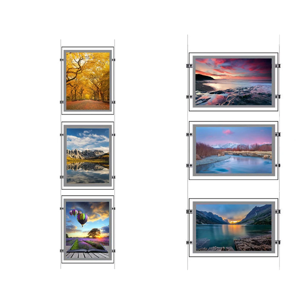 Подвесные кабельные световые короба формата А4/А3 подвесные оконные дисплеи с