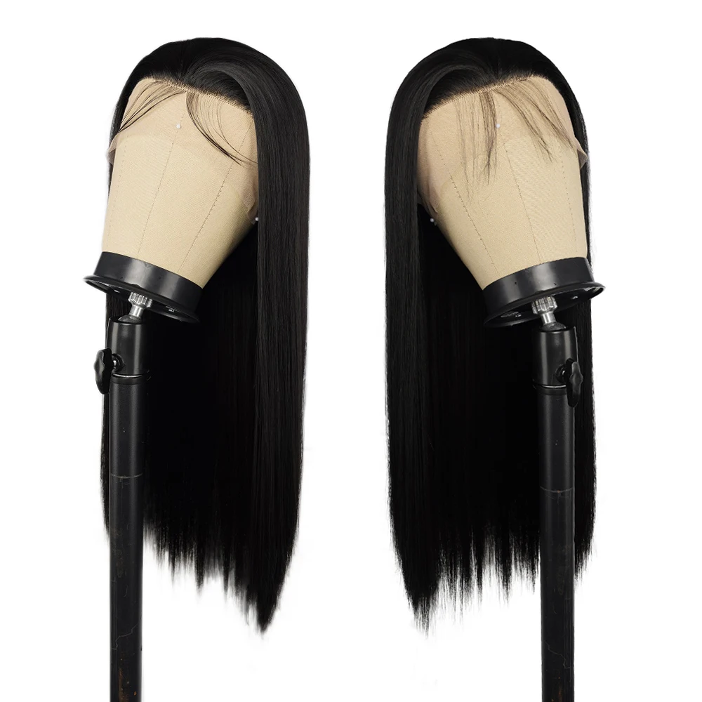 

Synthetic Lace Wigs Long Stright Black Brown Lace Hairline Wig Glueless Hairline Wigs For Women Heat Resistant Fiber Cosplay