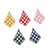 10pcslot pure copper painting charms filigree stamping pendants rhombus style jewelry diy findings 17x24mm