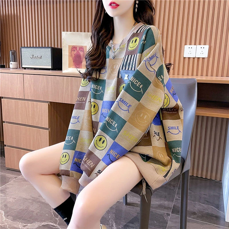 

Woman Clothing Loose Anime Pullovers Baggy Manga Women's Sweatshirt E Nice Color Offer Free Shipping Cotton Cheap Y2k Style Top