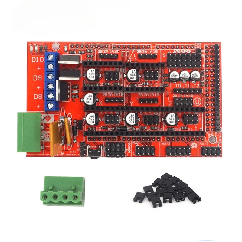 

3D printer motherboard RAMPS 1.4 panel section developed motherboard diy shield red and black control