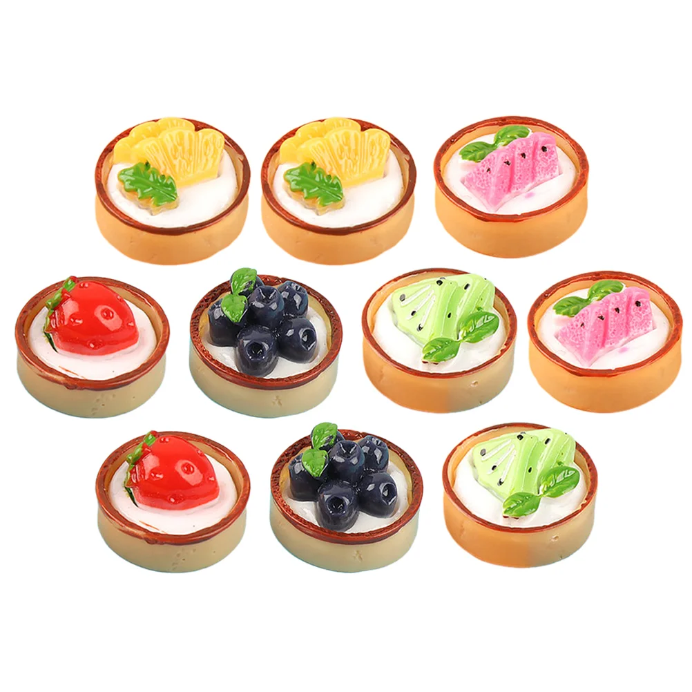 

10 Pcs Desktop Accessories Artificial Small Cake Realistic Ornaments Dessert Models Resin Faux Cakes Fake