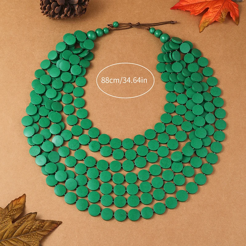 Женское многоцветное ожерелье с деревянными кристаллами 1 шт.