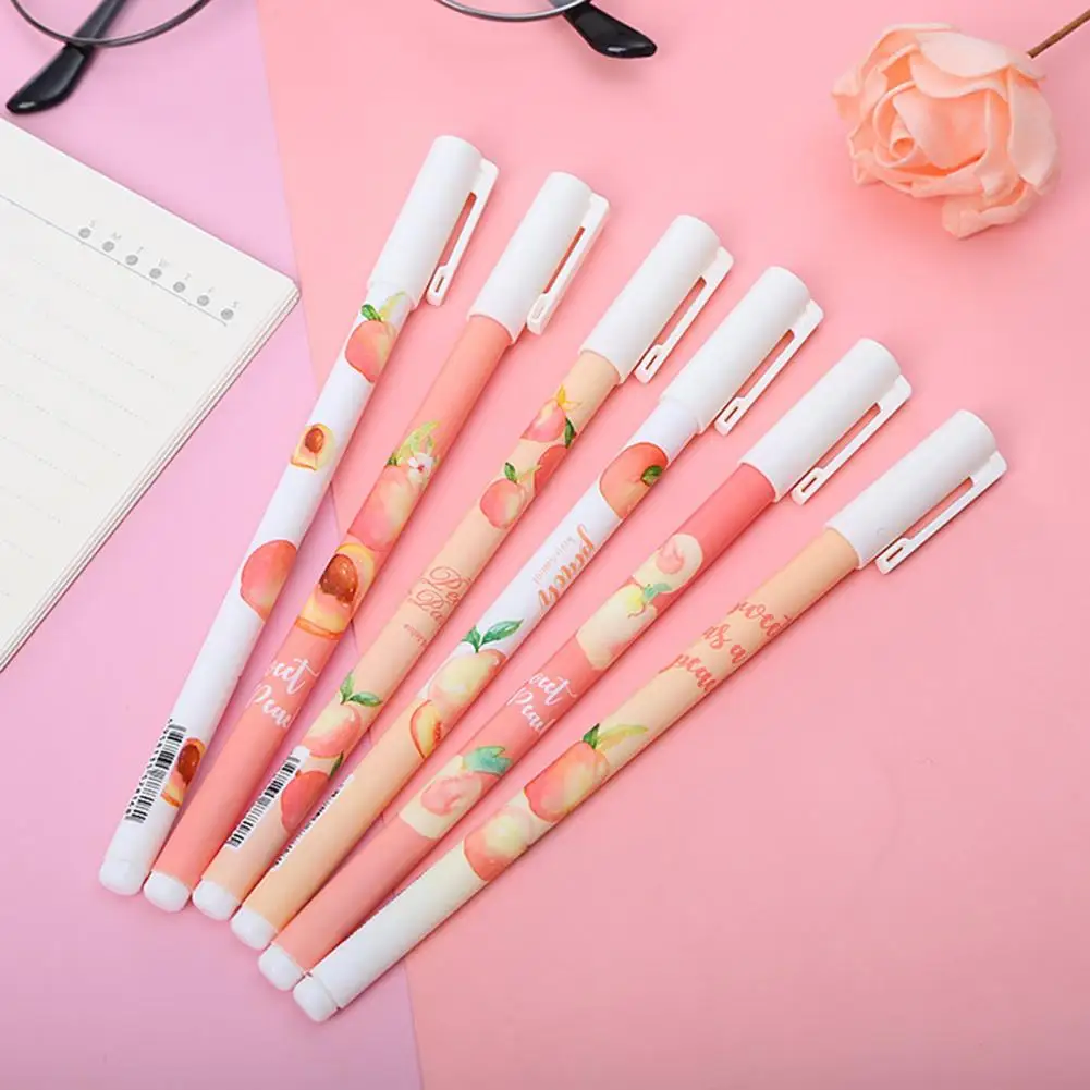Gel Pen Adorable Writing Pen School Supplies Comfortable Grip Practical Cartoon Peach Pattern Gel Pen