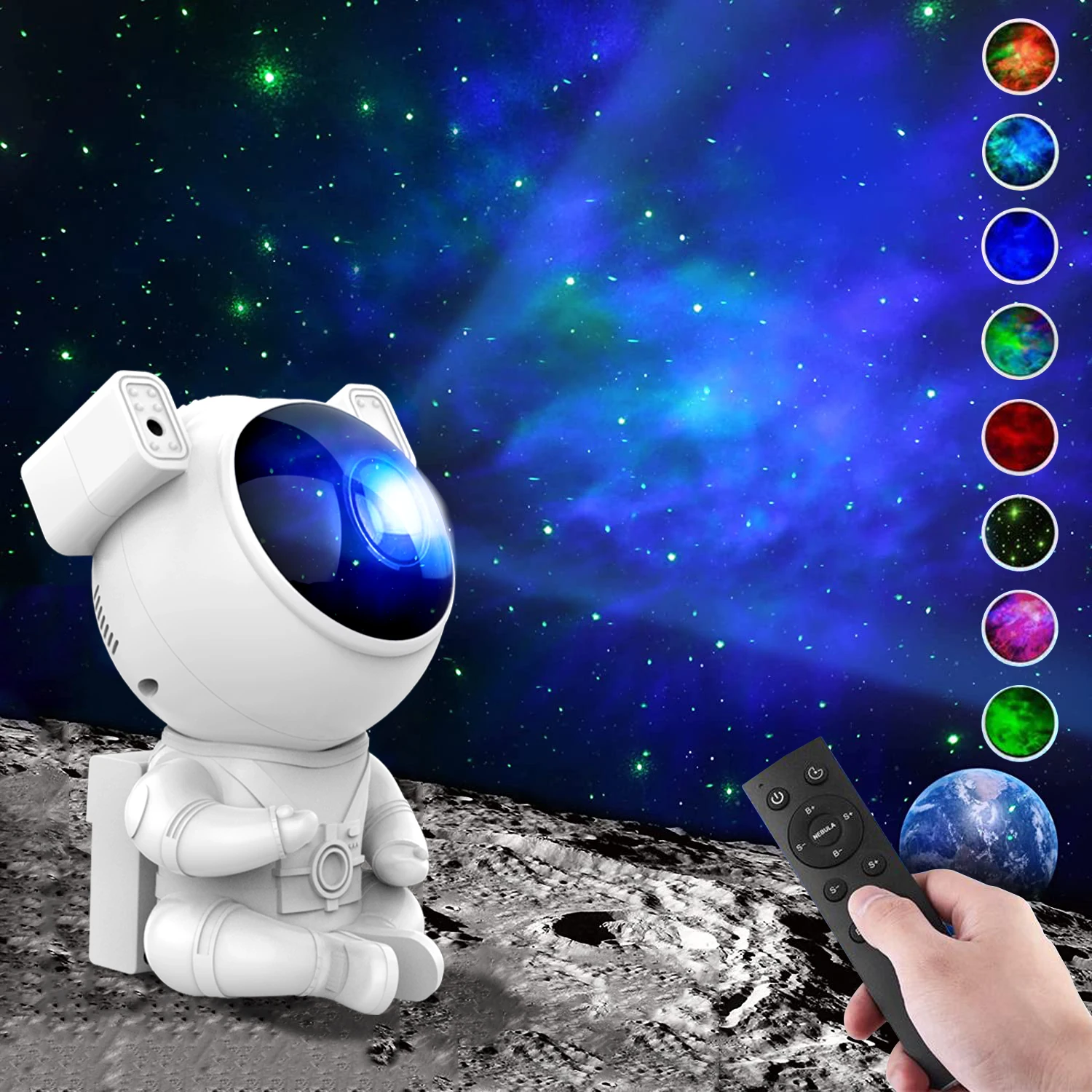 

Galaxy Star Projector Night Light With Remote Control 360°Adjustable Sitting Astronaut Design Home Decor Kids Christmas Gifts